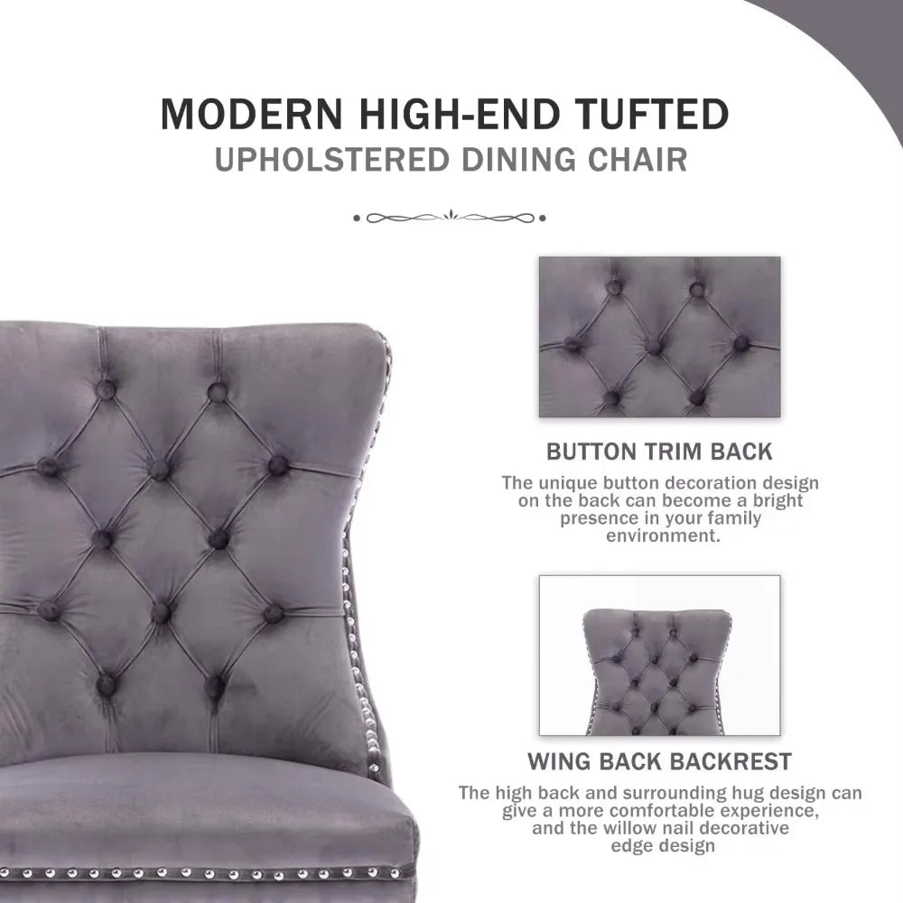 OPHELIA Velvet Dining Chairs – Luxury Tufted Upholstered Seating with Button Back & Ring Pull Detail