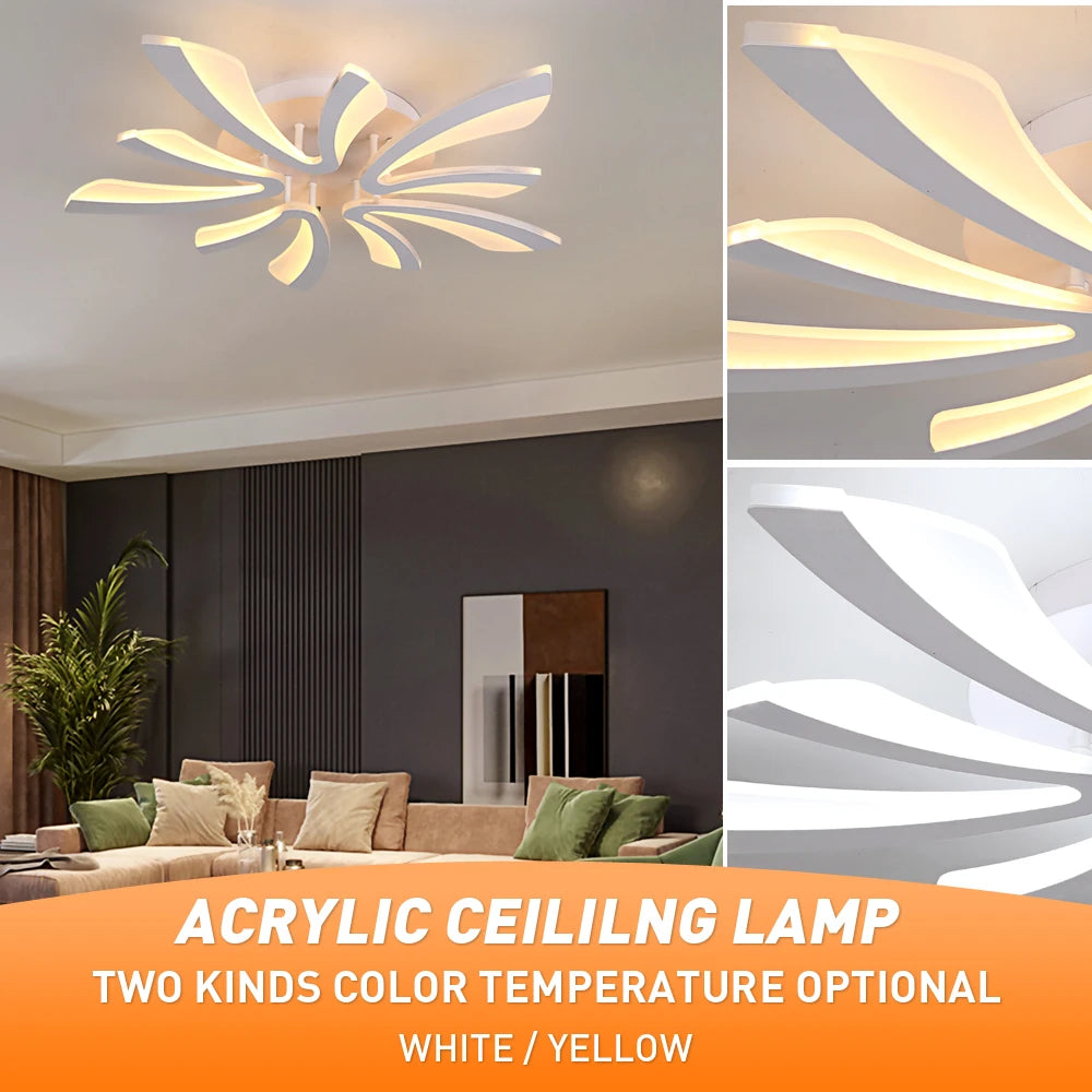 LuminTree Modern Acrylic LED Ceiling Lamp – Remote Dimming Tree Branch Chandelier for Living, Dining & Bedroom Serenity