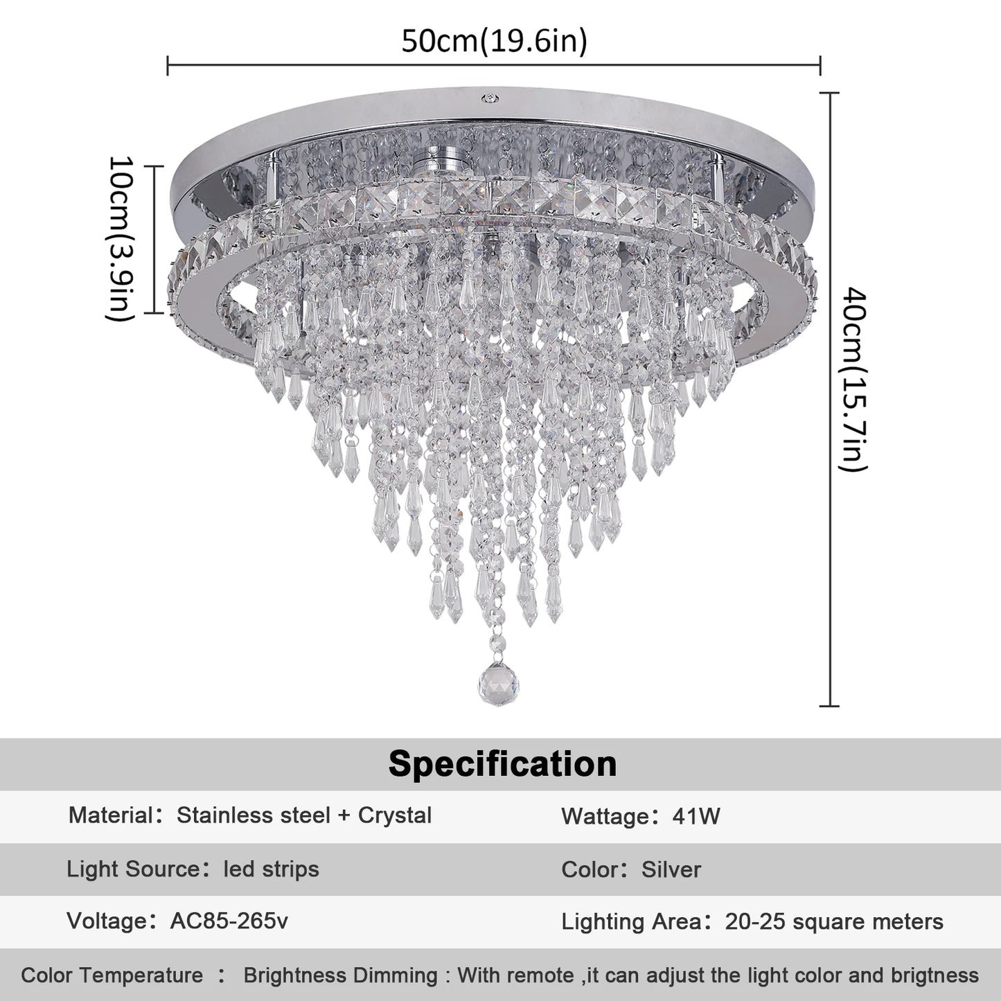 The Élan Luminé Crystal Ceiling Chandelier – Remote Dimming Modern Luxury LED Statement Light