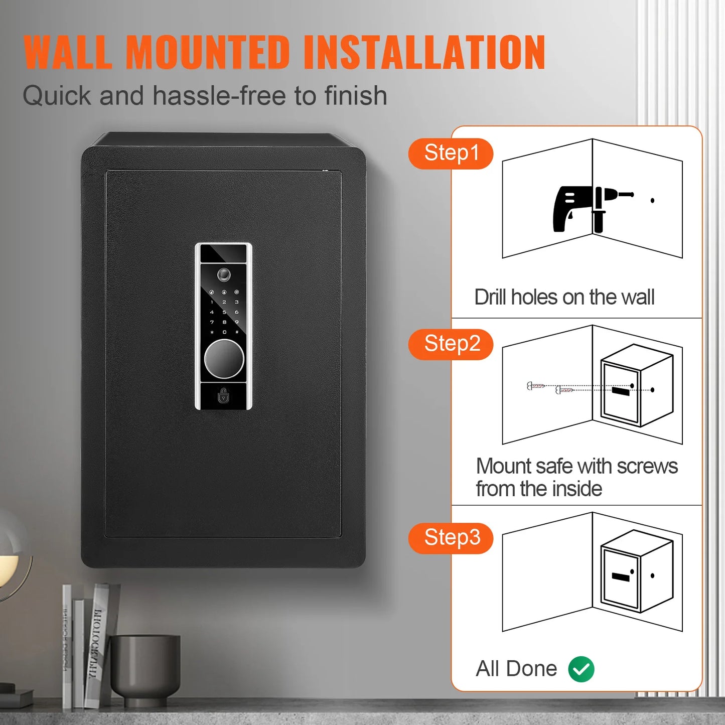 Vevor Échelon Luxe Security Safe — 2.2/1.8 Cu Ft Fingerprint & Digital Safe with Fire-Proof Protection