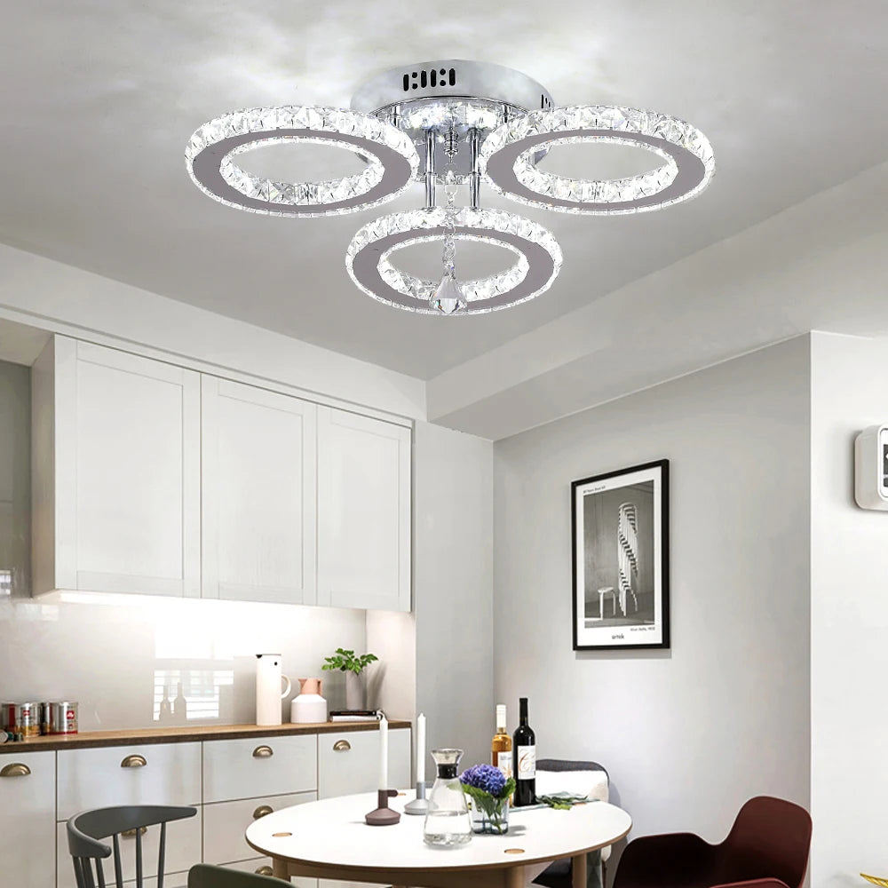 Astralis K9 Crystal LED Chandelier – Polished Chrome Ceiling Light for Modern Living Spaces