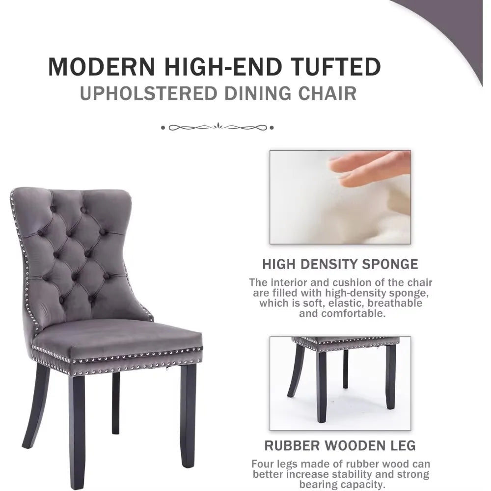 OPHELIA Velvet Dining Chairs – Luxury Tufted Upholstered Seating with Button Back & Ring Pull Detail