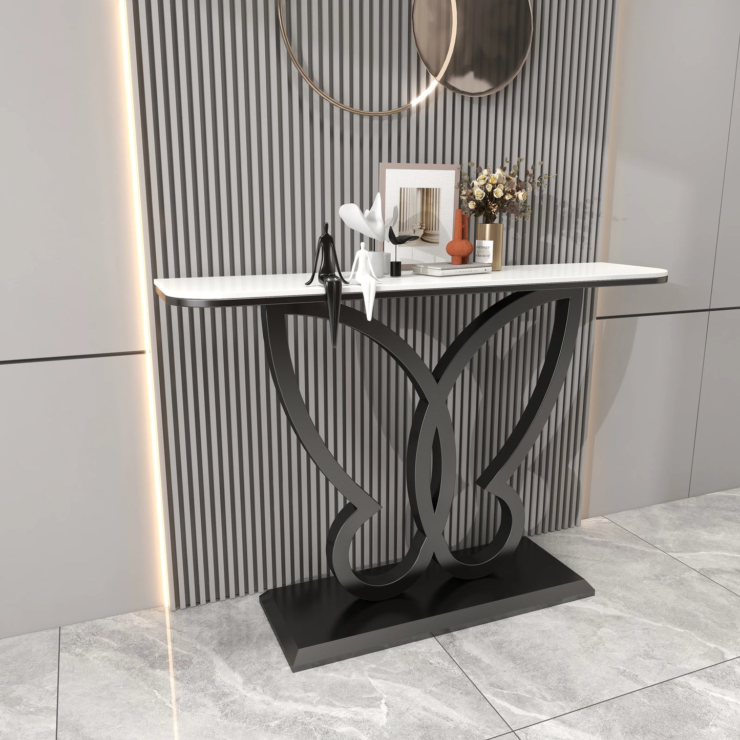 LunaEdge Modern Corner Console Table – Sleek Minimalist Luxury for Living Room, Entryway & Home Elegance