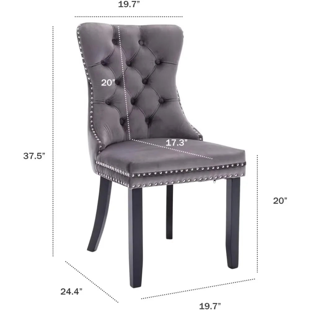 OPHELIA Velvet Dining Chairs – Luxury Tufted Upholstered Seating with Button Back & Ring Pull Detail