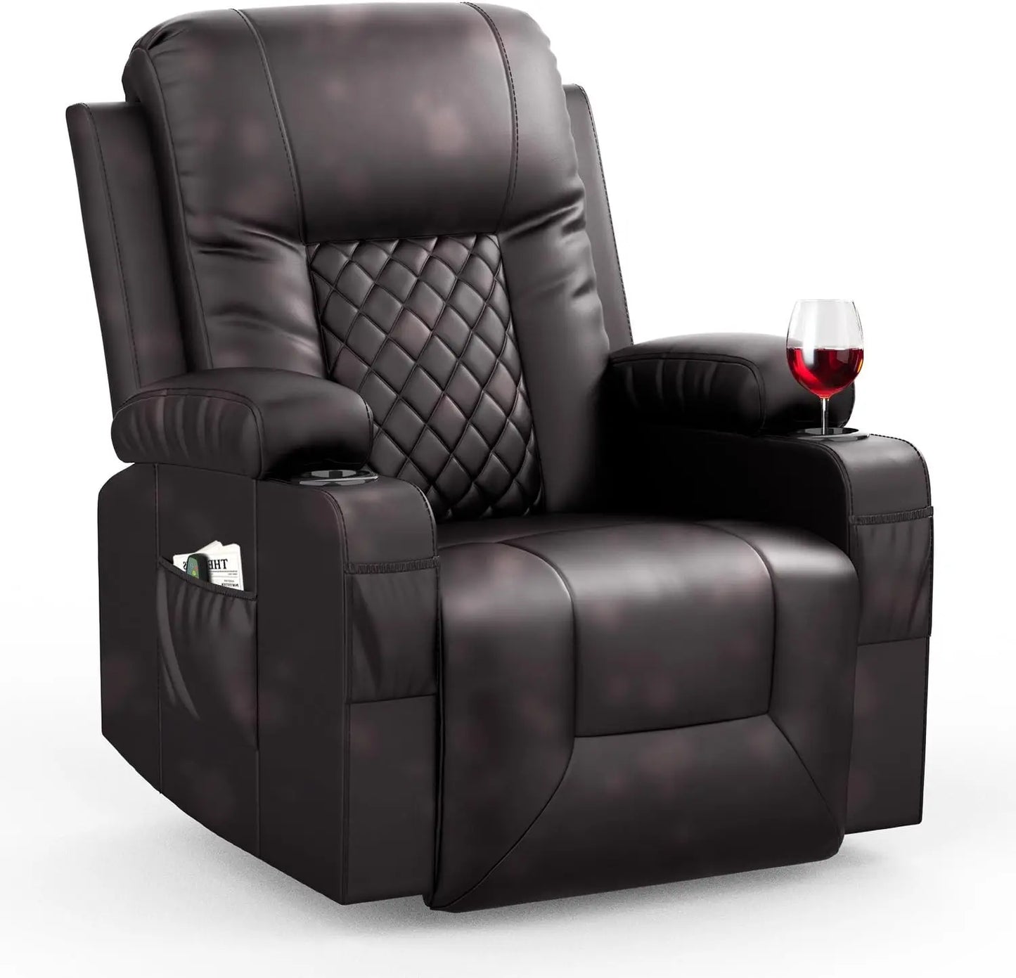 The Elysian Luxe 360° Swivel Recliner – Heated Massage Rocker Lounge Chair with Hidden Storage