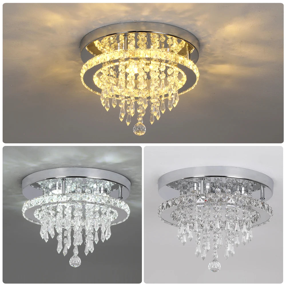 SunMoon Crystal Art Deco Chandelier – Modern LED Ceiling Light for Living Room, Dining Space & Bedroom Luxury Glow