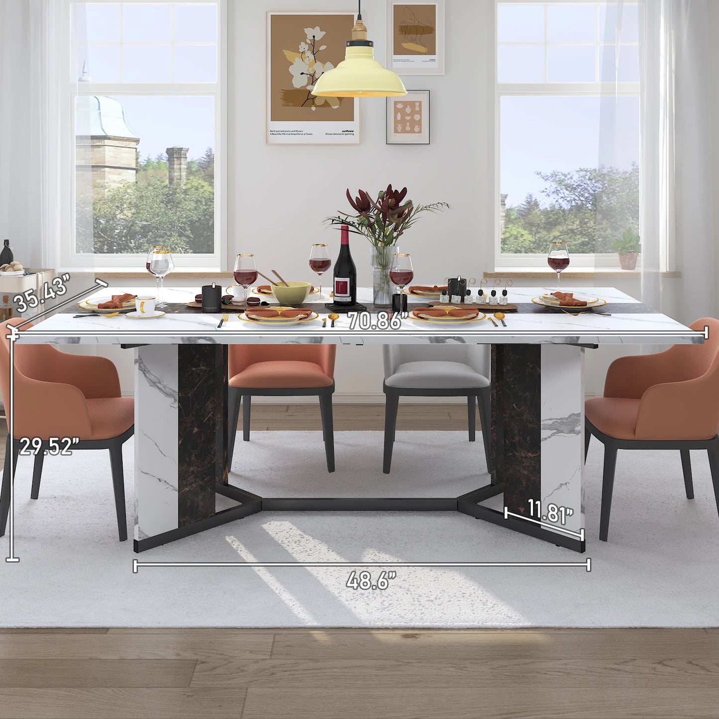 The Grand Lumière Dining Table – Luxe Marble Finish, Modern Elegance, Timeless Gatherings