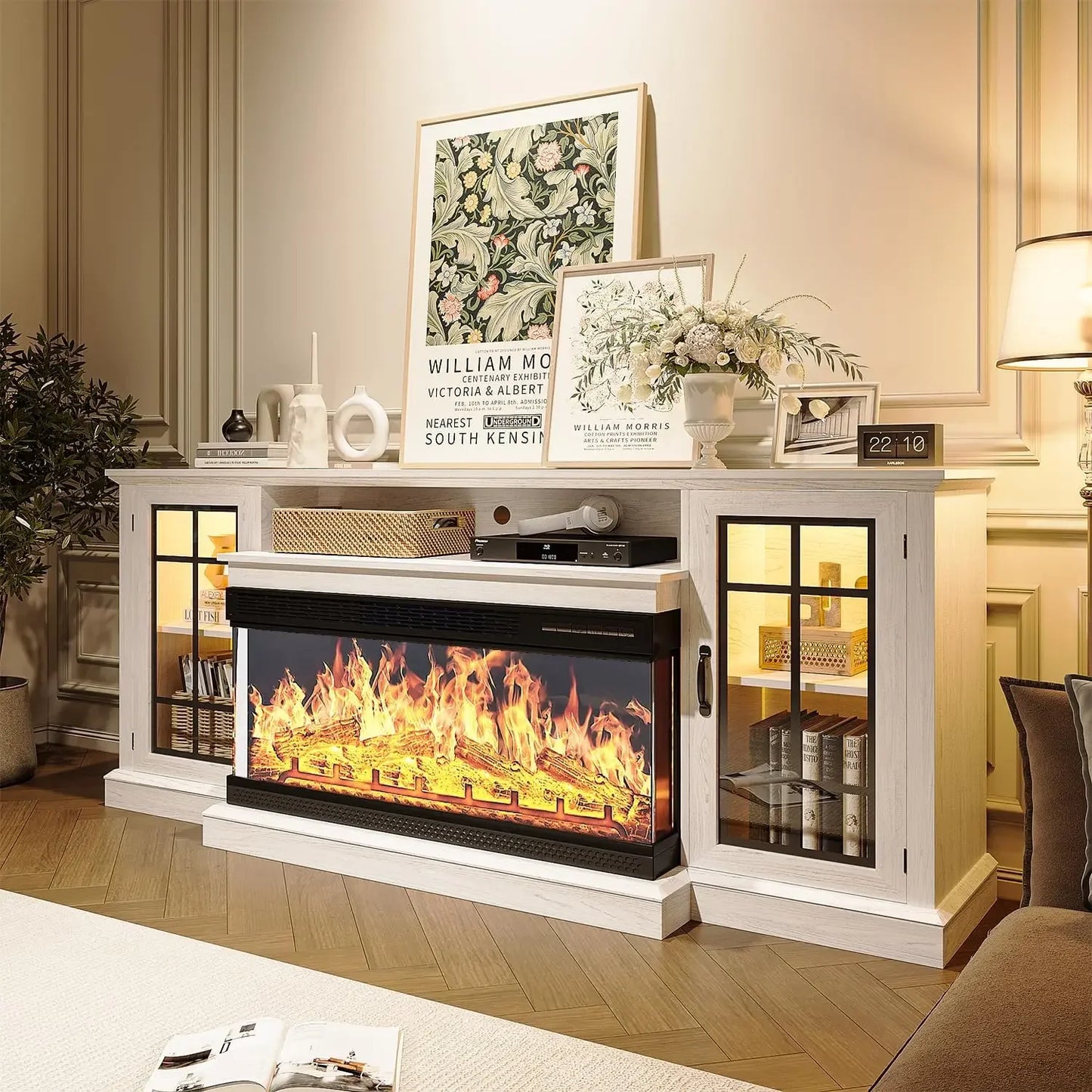 The House Of Bonney 70" Media Console – Modern Elegance with 3-Sided Panoramic Fireplace