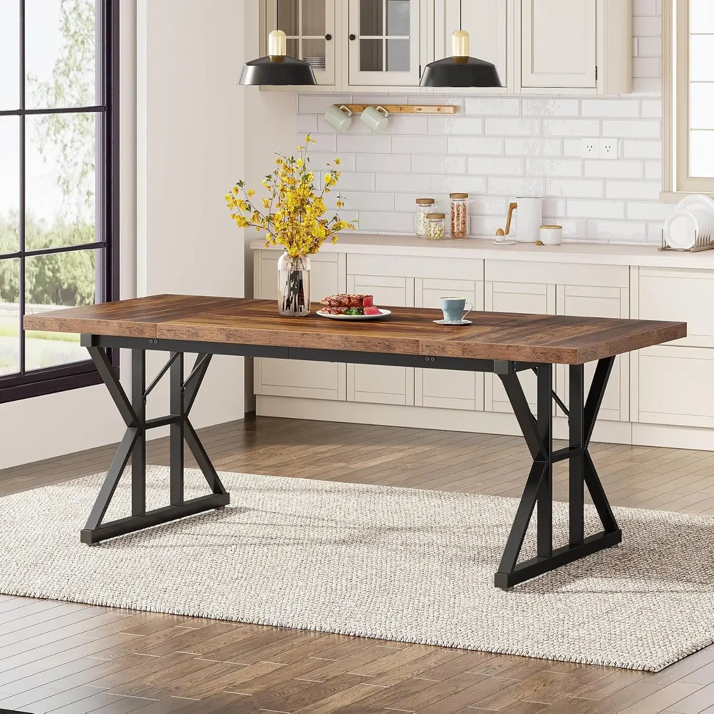 The "Belmont Manor" 70.8” Grand Farmhouse Dining Table – A Statement of Elegance & Strength