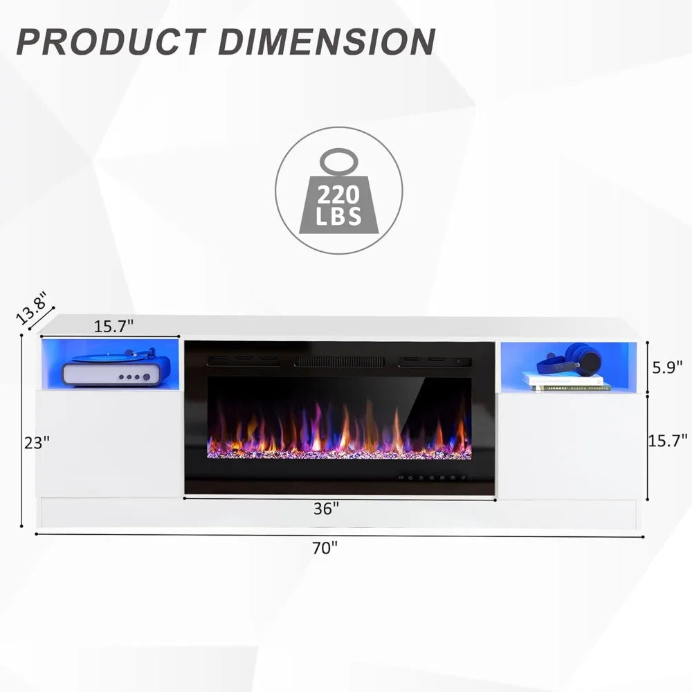 Lumière Grand 70” LED Fireplace Console – A Statement of Warmth & Elegance