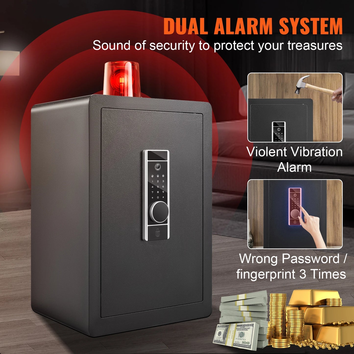 Vevor Échelon Luxe Security Safe — 2.2/1.8 Cu Ft Fingerprint & Digital Safe with Fire-Proof Protection