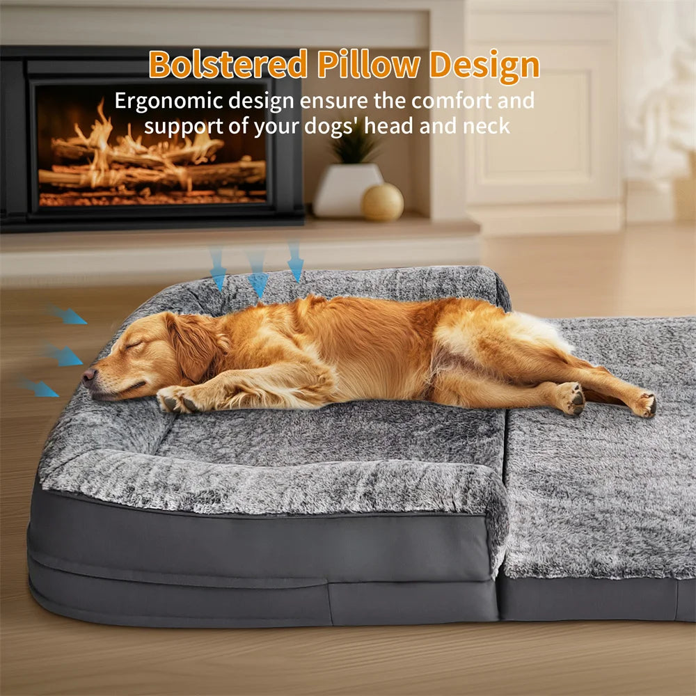 Foldable Human Dog Bed – 2-in-1 Calming Plush Sofa Lounge for Adults & Pets (Washable, Waterproof, Weighted Comfort)