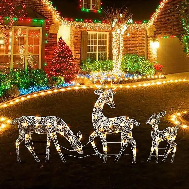 2025 Christmas Reindeer Decor Christmas Garden Luminous Deer Happy New Year Decoration For Garden Standing