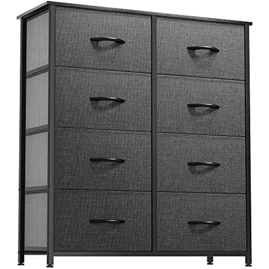 The Quintessential 8-Drawer Fabric Dresser – Sleek Wooden Frame with Breathable Fabric Drawers for Effortless Organization