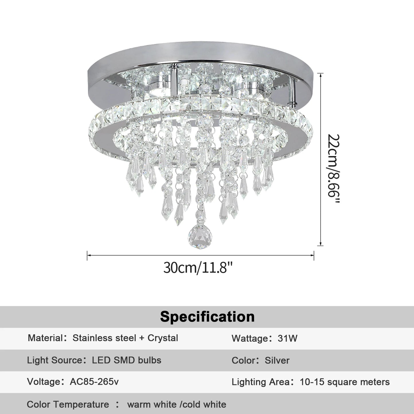 The Élan Luminé Crystal Ceiling Chandelier – Remote Dimming Modern Luxury LED Statement Light