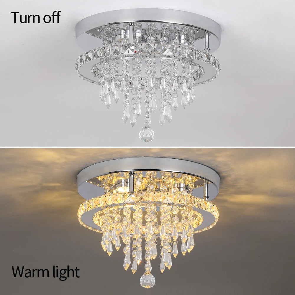 SunMoon Crystal Art Deco Chandelier – Modern LED Ceiling Light for Living Room, Dining Space & Bedroom Luxury Glow