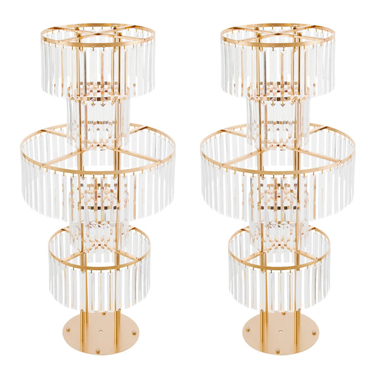 2pcs 5 Tier Acrylic Flower Stand Modern Crystal-like Floor Table Plant Holder for Wedding Party Home Decor