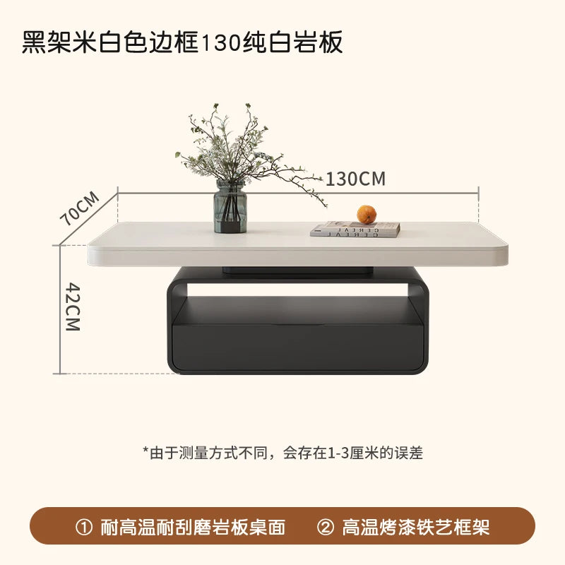 WhisperStone Luxe Living Room Coffee Table – Modern Minimalist Rock Slab Masterpiece with Storage, Style & Soul