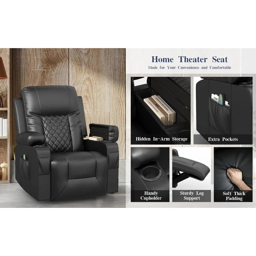 The Elysian Luxe 360° Swivel Recliner – Heated Massage Rocker Lounge Chair with Hidden Storage