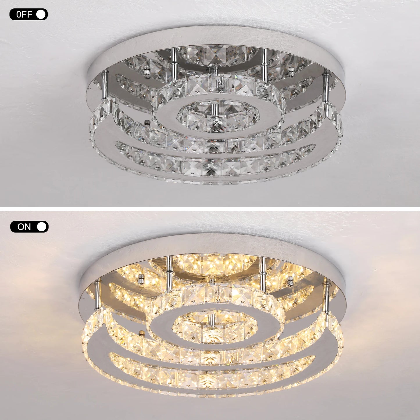 SunMoon Crystal Art Deco Chandelier – Modern LED Ceiling Light for Living Room, Dining Space & Bedroom Luxury Glow