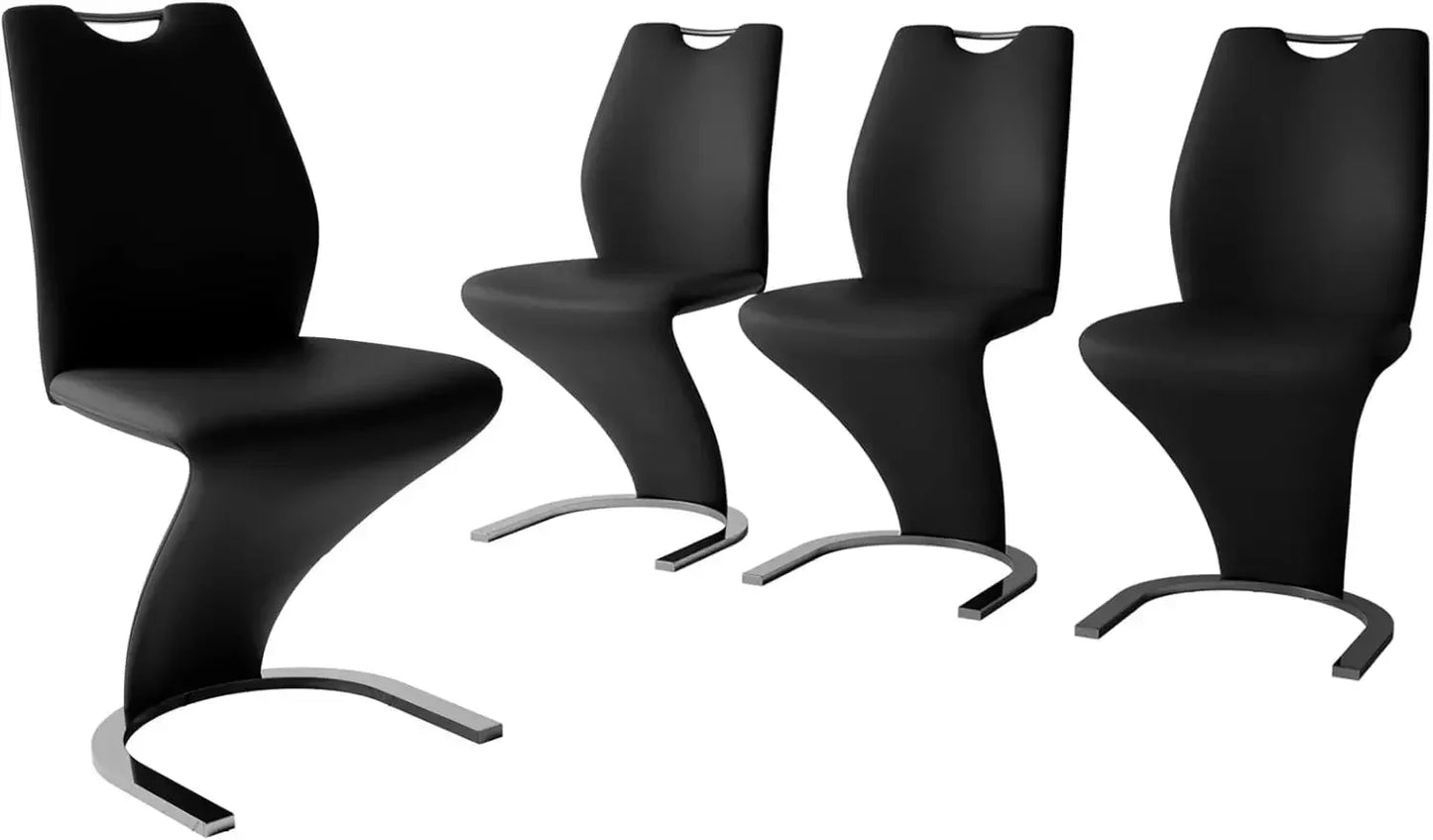 Mermaid Luxe Armless Dining Chairs – Sculpted Elegance in PU Leather