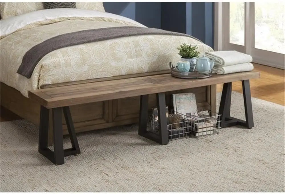 Belmont Prairie Grand Farmhouse Bench — 75” Reclaimed Pine & Distressed Black Elegance