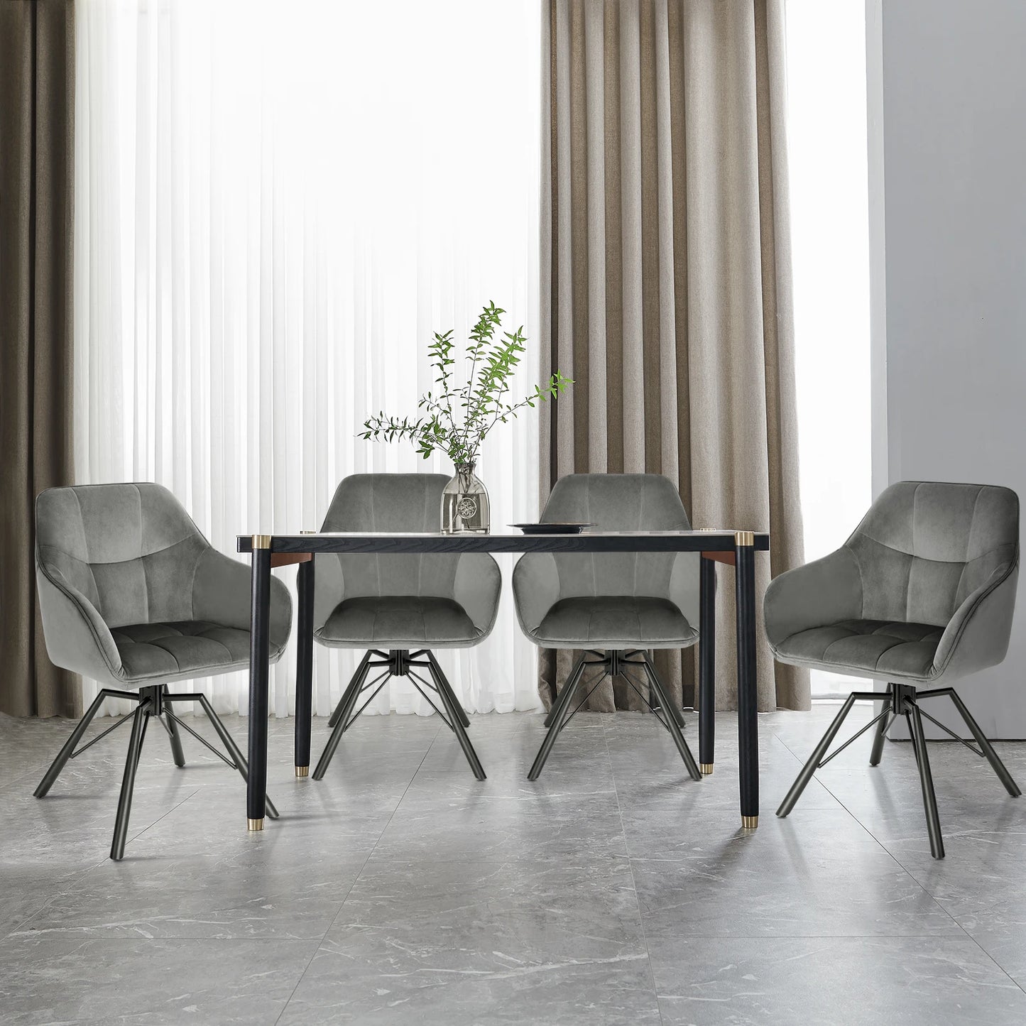 VelvetWhirl Comfort Dining Duo – 2PCS Swivel Upholstered Armchair Set for Kitchen & Living Harmony