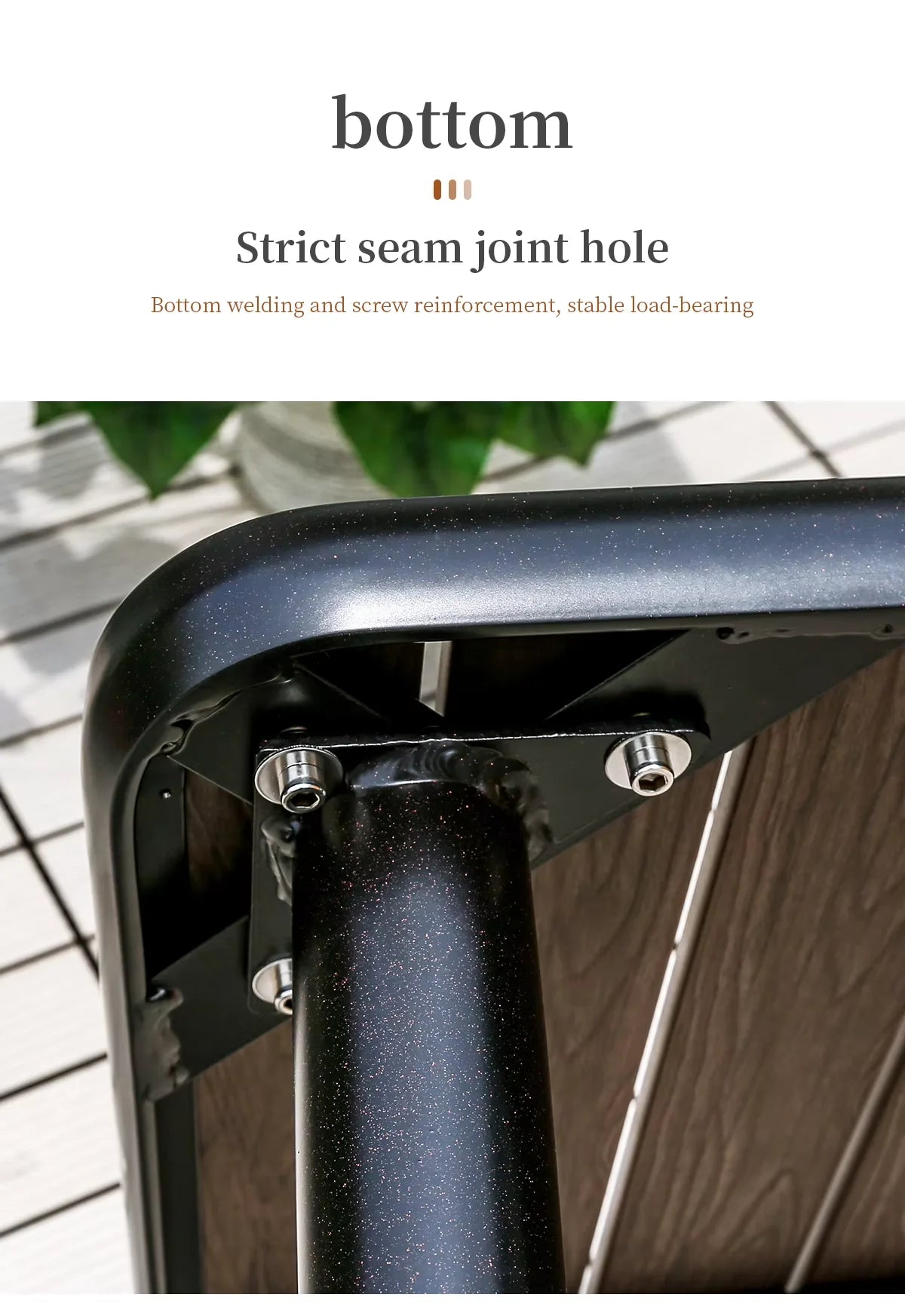 Harborline 120cm Outdoor Dining Table | Modern Wood-Plastic & Iron Frame Terrace Table for Garden, Balcony & Patio