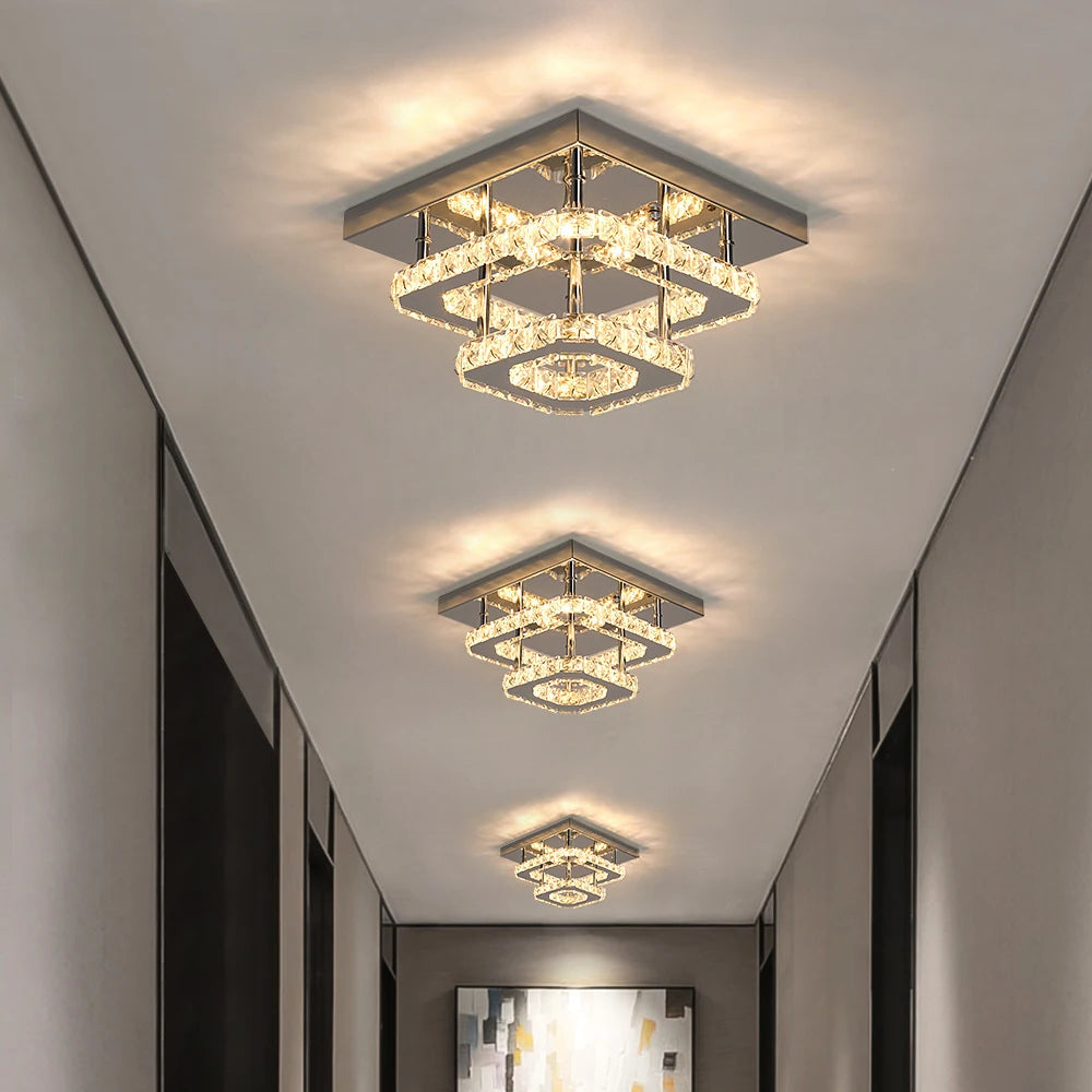 Lumière Élevée – Modern Crystal Flush Mount Ceiling Light with Polished Chrome Accents & LED Brilliance