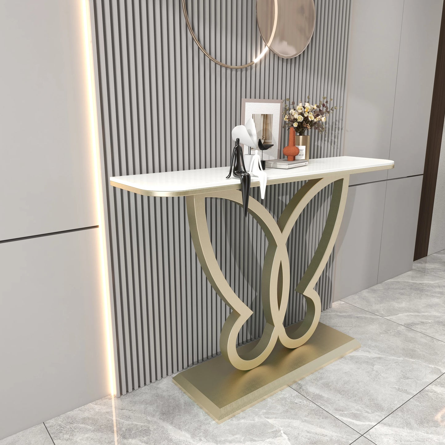 LunaEdge Modern Corner Console Table – Sleek Minimalist Luxury for Living Room, Entryway & Home Elegance