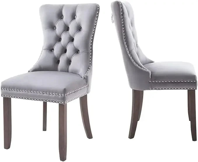 OPHELIA Velvet Dining Chairs – Luxury Tufted Upholstered Seating with Button Back & Ring Pull Detail