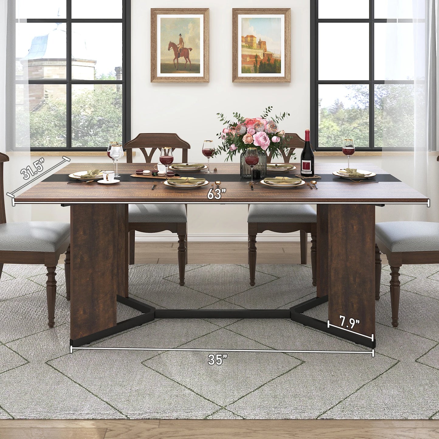 The Grand Lumière Dining Table – Luxe Marble Finish, Modern Elegance, Timeless Gatherings