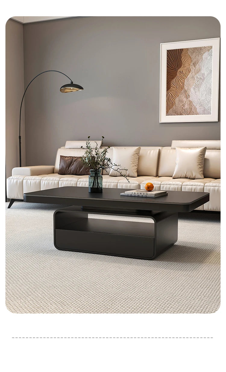 WhisperStone Luxe Living Room Coffee Table – Modern Minimalist Rock Slab Masterpiece with Storage, Style & Soul