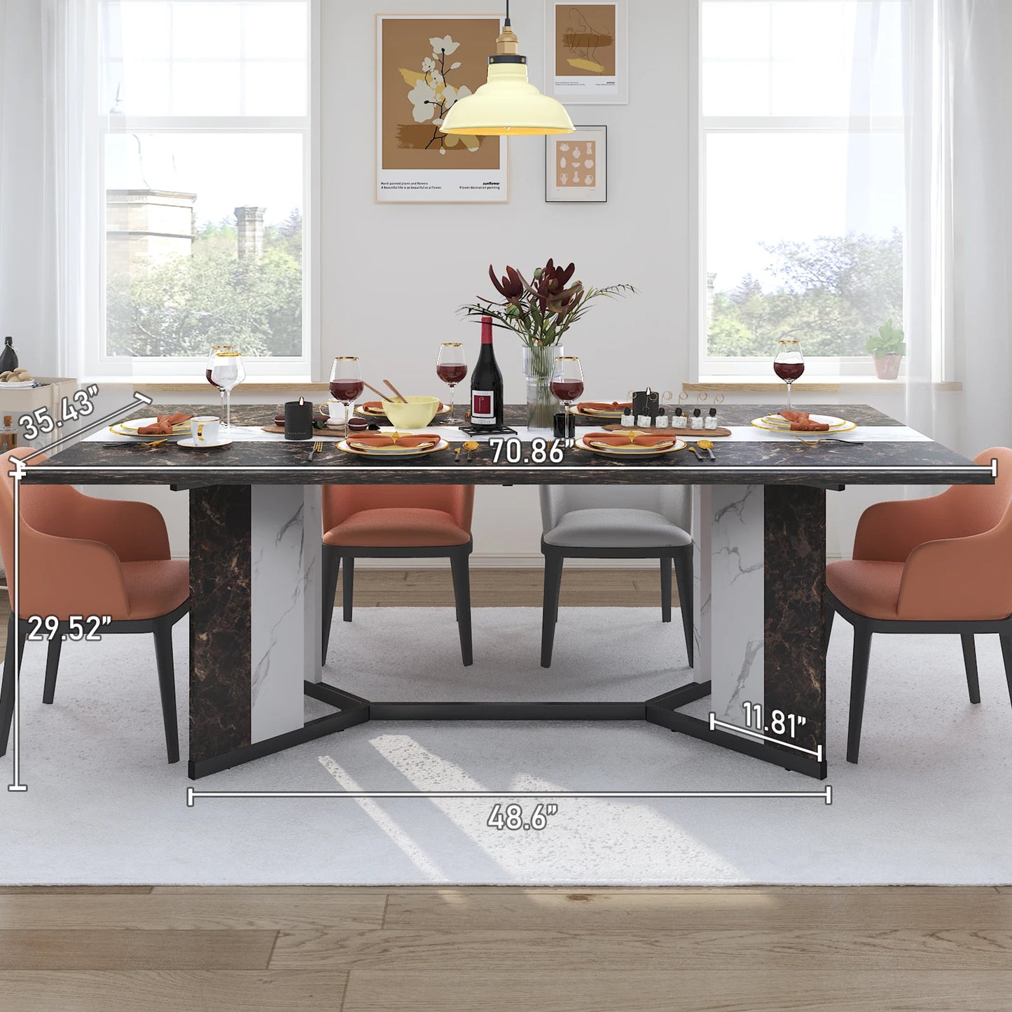 The Grand Lumière Dining Table – Luxe Marble Finish, Modern Elegance, Timeless Gatherings