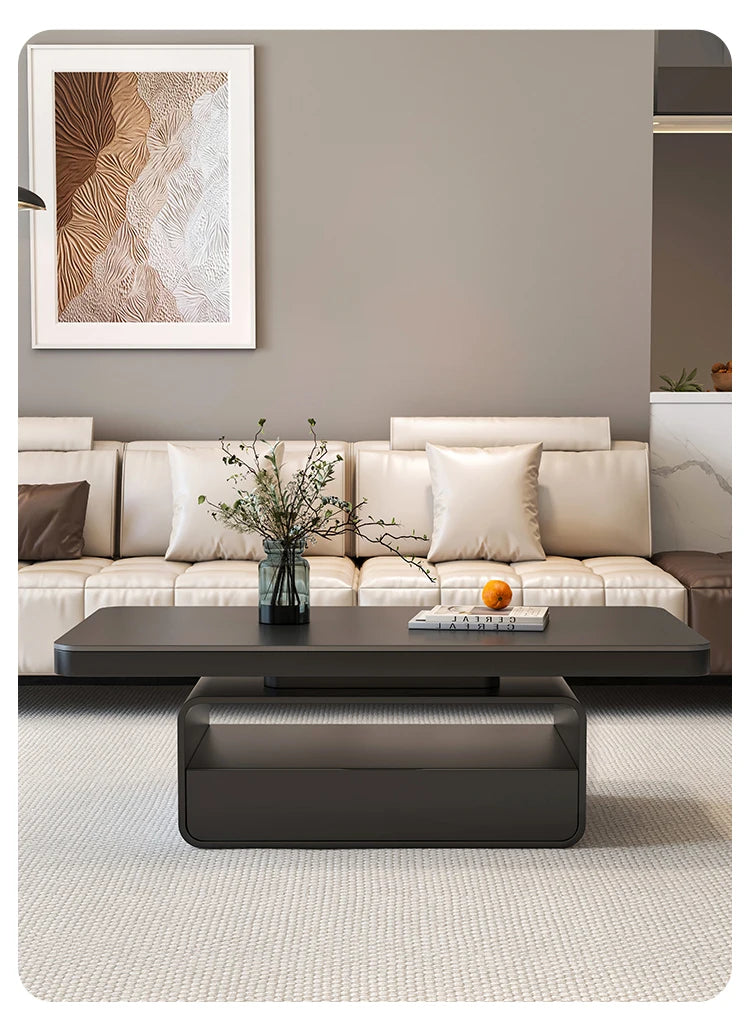 WhisperStone Luxe Living Room Coffee Table – Modern Minimalist Rock Slab Masterpiece with Storage, Style & Soul