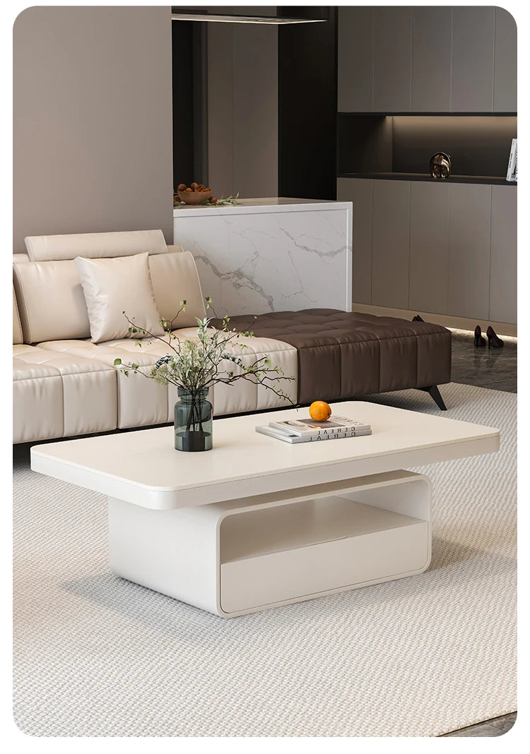 WhisperStone Luxe Living Room Coffee Table – Modern Minimalist Rock Slab Masterpiece with Storage, Style & Soul