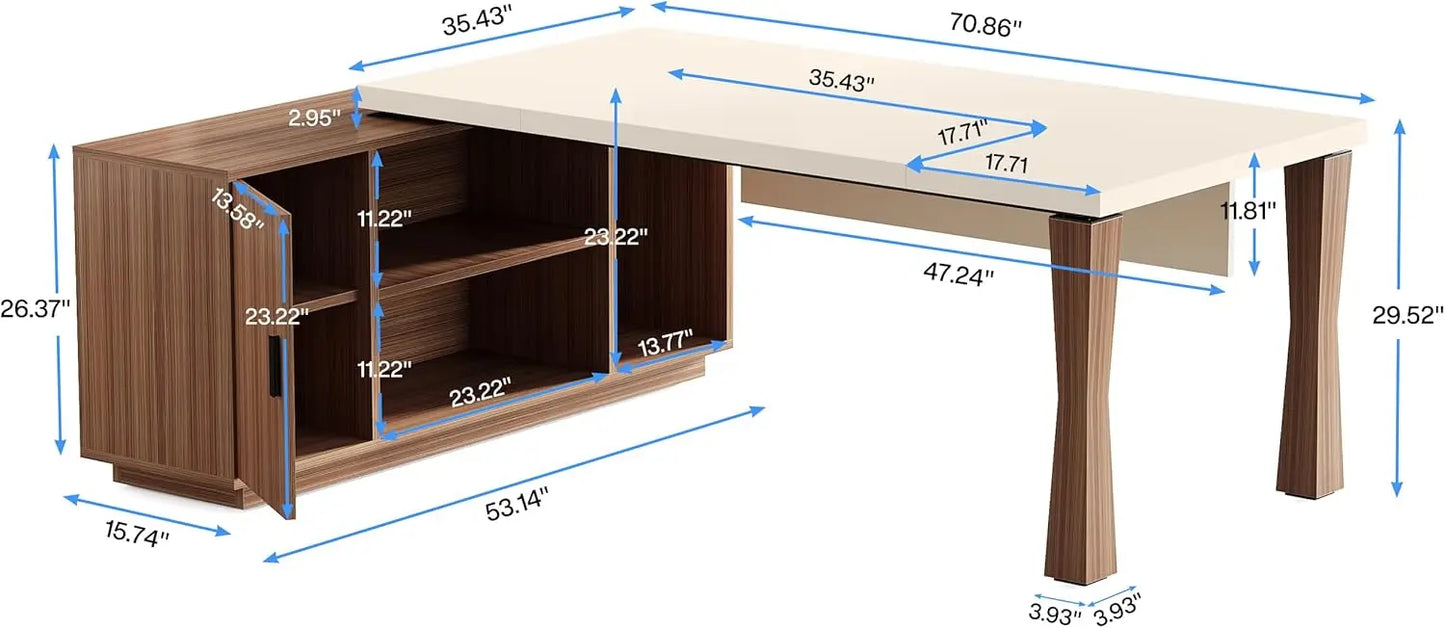 The Regency 71” L-Shaped Executive Desk – Sophisticated Functionality with Storage & Elegance