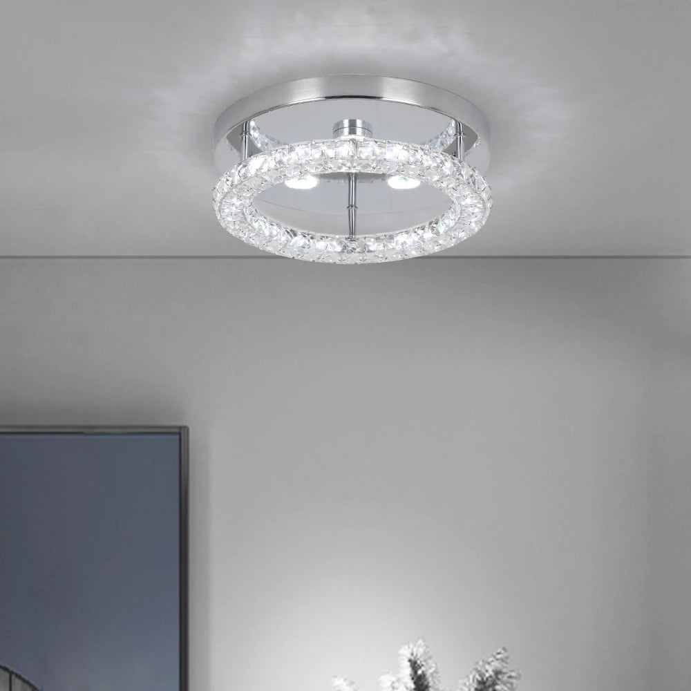 Lumière Élevée – Modern Crystal Flush Mount Ceiling Light with Polished Chrome Accents & LED Brilliance