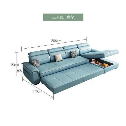 🌊 The Sorrento Modular Lounge – Waterproof Nordic Leather Foldable Sofa Bed with Hidden Storage ✨