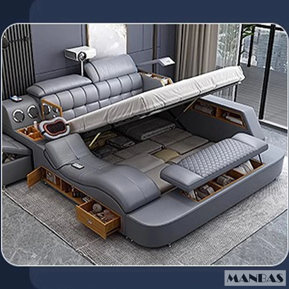 The Élysée Tech-Lux Leather Bed — The Multifunctional Masterpiece of Modern Living
