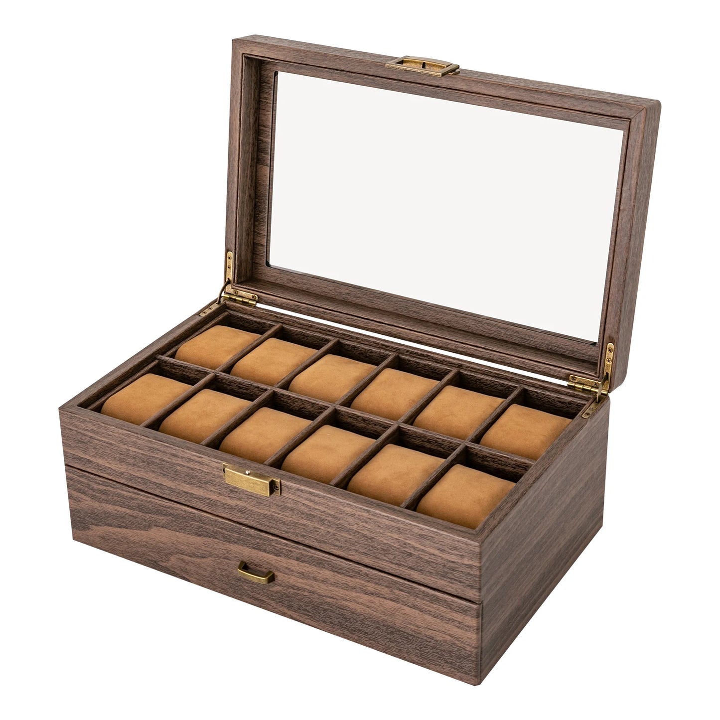 Timeless Elegance: 24-Slot Watch Box with Dual Layers, Brown