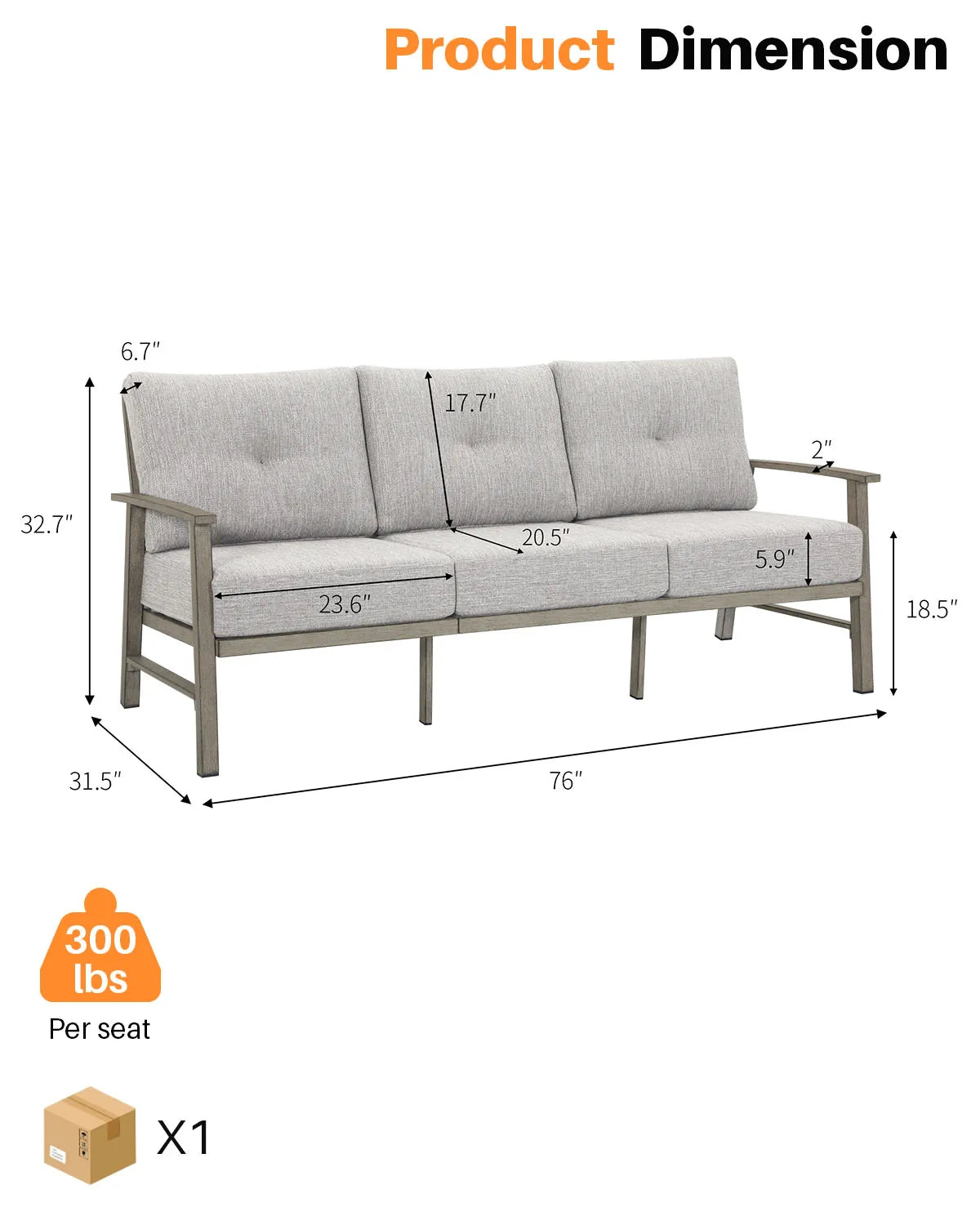 Seehill Limed Oak 3-Seater Outdoor Sectional Sofa – Modern Aluminum Patio Set for Garden, Lawn & Terrace Bliss