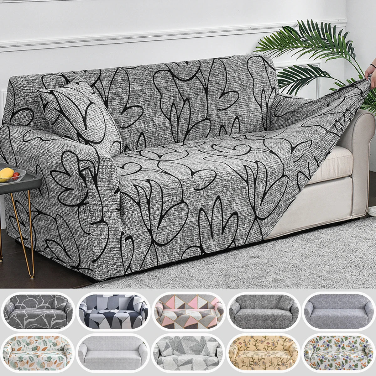 🌸 Capri Bloom Sofa Dress – Elastic Floral Furniture Cover for Effortless Elegance ✨