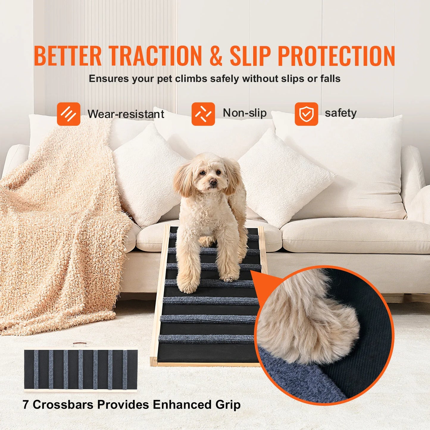 Elevated Companion: Adjustable Folding Wooden Dog Ramp for Sofa, Bed & Car (SucceBuy)