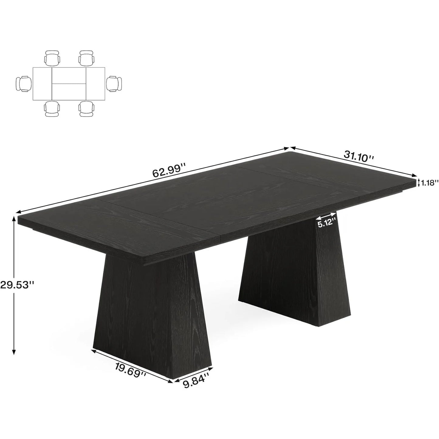 The Savoy Black Dining Table – 63" Statement Piece for Modern Gatherings