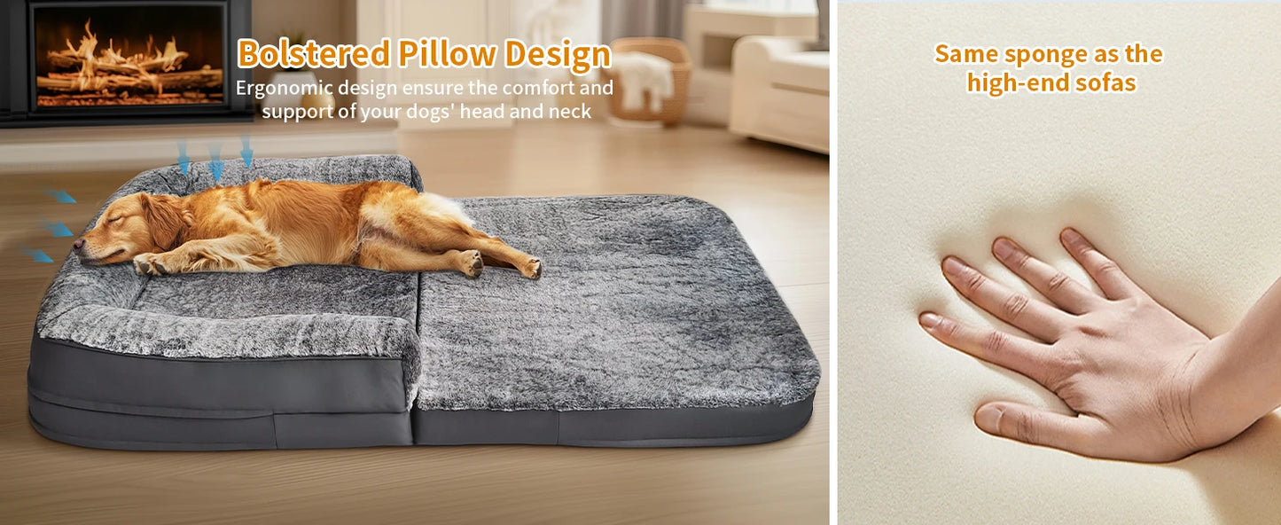 Foldable Human Dog Bed – 2-in-1 Calming Plush Sofa Lounge for Adults & Pets (Washable, Waterproof, Weighted Comfort)