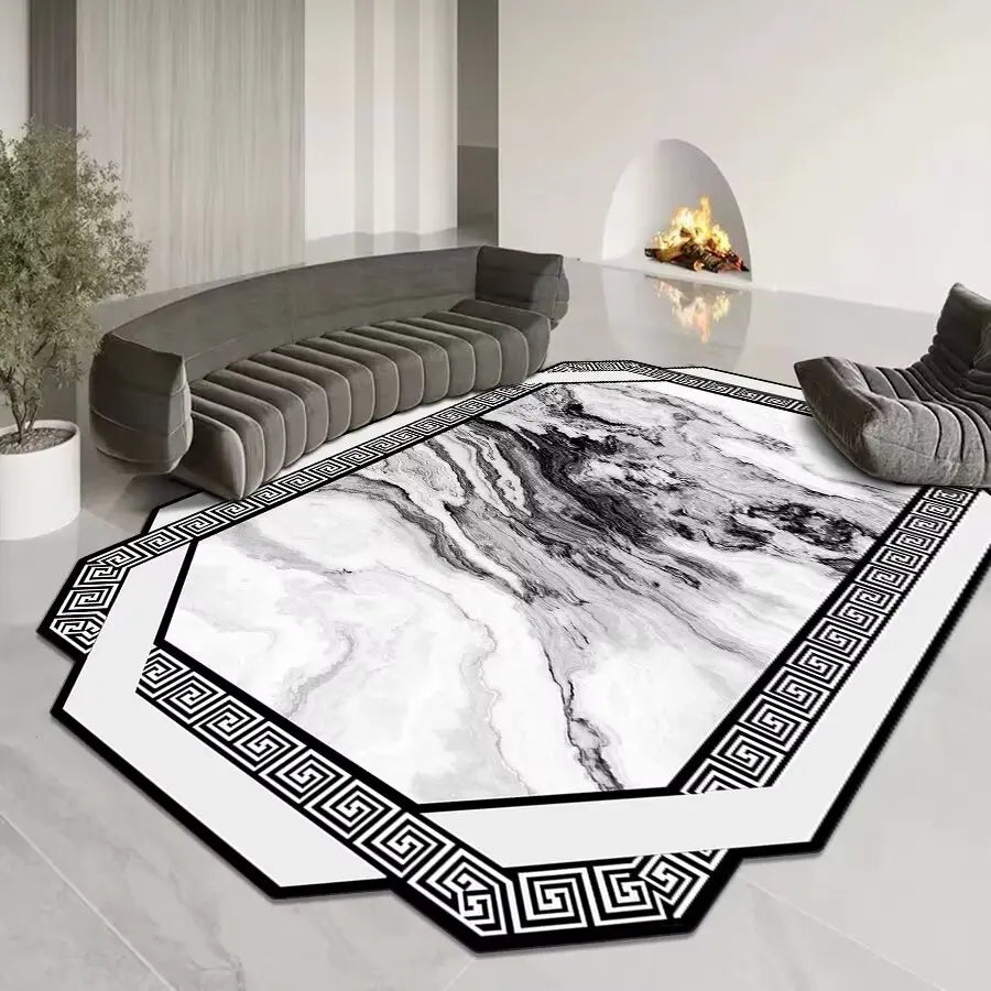 GoldenAura Luxe Carpet – European-Style Irregular Geometry Rug for Living Room, Bedroom & Lounge