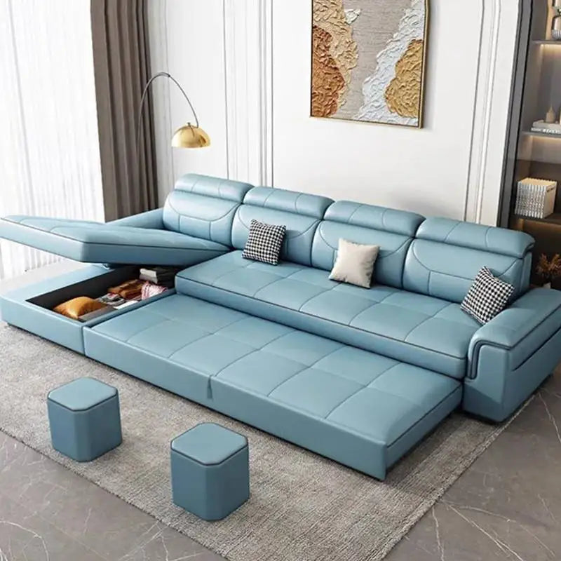 🌊 The Sorrento Modular Lounge – Waterproof Nordic Leather Foldable Sofa Bed with Hidden Storage ✨