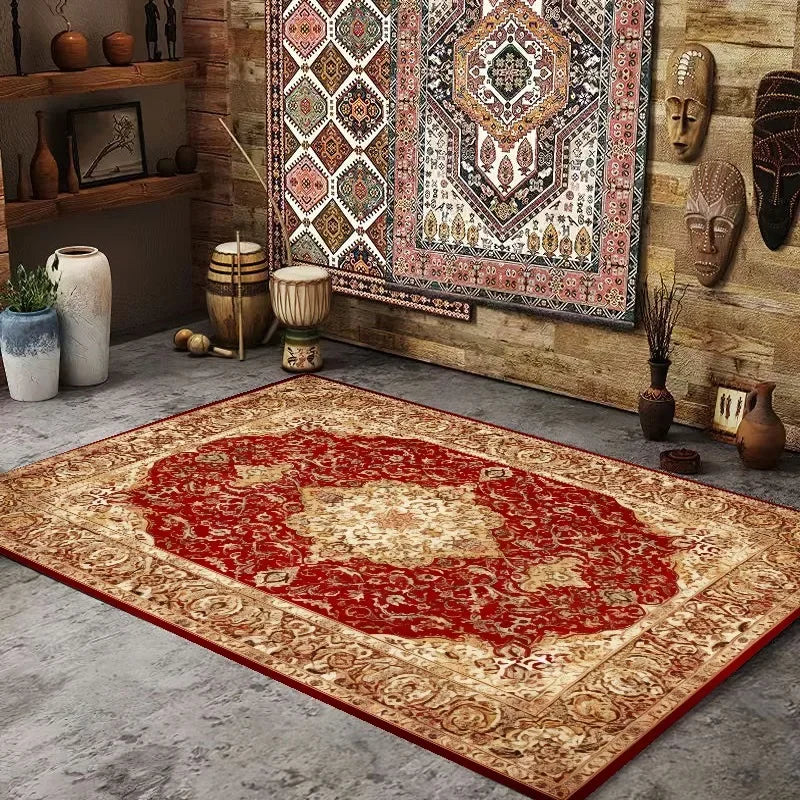BohoPersia Retro Flannel Area Rug – Washable Anti-Slip Carpet for Living Room, Bedroom & Lounge Harmony
