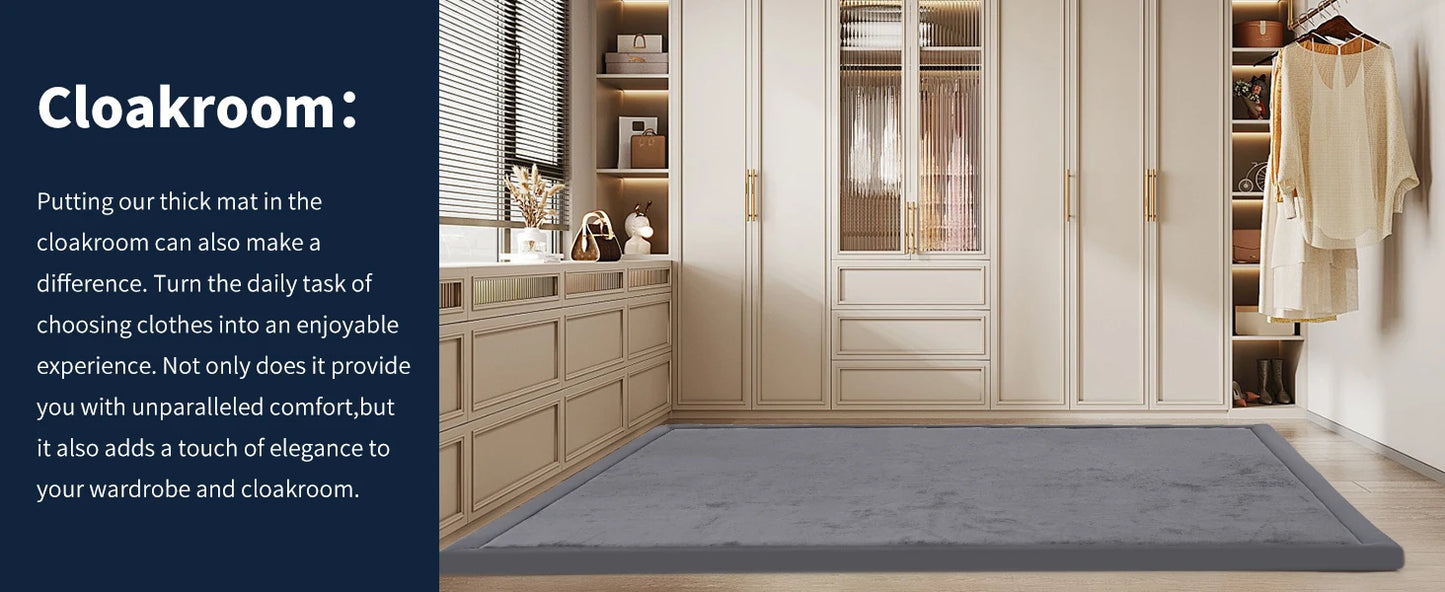 Cream Quietude Classic: Non-Slip Minimalist Tatami Living Room & Bedroom Rug